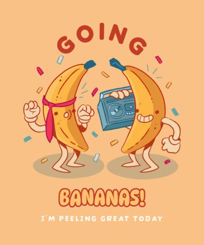 T-Shirt Design Template Featuring Dancing Bananas with a Funny Pun 7107 7141