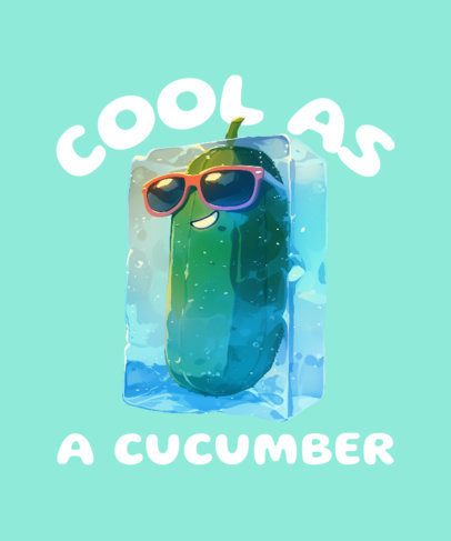 T-Shirt Design Template Featuring a Frozen Pickle with Sunglasses and a Funny Pun 3542 7137