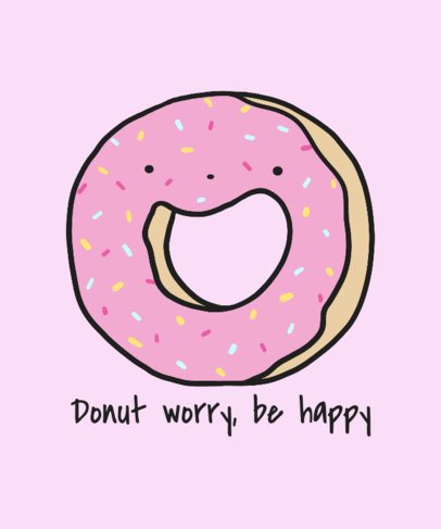 T-Shirt Design Template Featuring a Cartoonish Donut and a Funny Quote