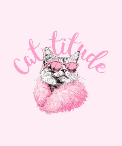 Illustrated T-Shirt Design Template Featuring a Classy Cat with a Funny Pun