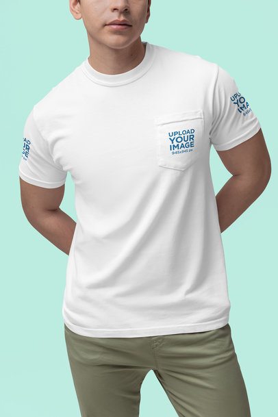 Mockup of a Man Wearing a Comfort Colors Pocket Tee with Customizable Sleeves m52987