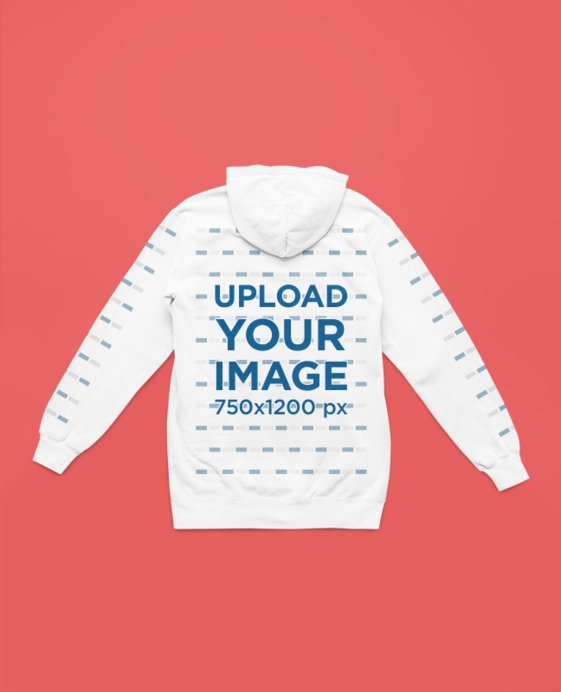 Back-View Mockup Featuring a Comfort Colors Hoodie with Customizable Sleeves