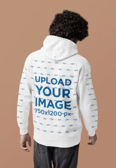 Back-View Mockup Featuring a Man Wearing a Hoodie with Customizable Sleeves m53167