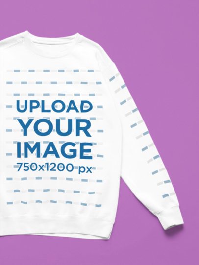 Comfort Colors Mockup of a Sweatshirt With a Customizable Sleeve Lying on a Colorful Background m52750