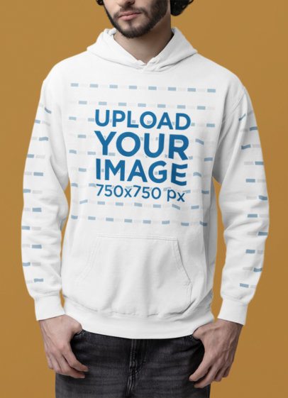 Mockup of a Cropped-Face Man Wearing a Comfort Colors Hoodie With Customizable Sleeves m53164