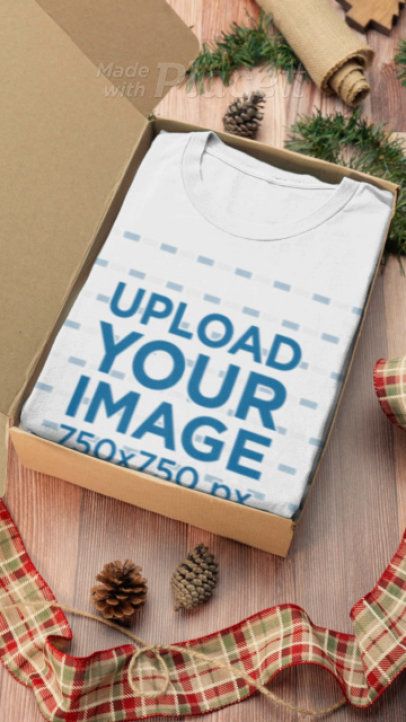 Christmas-Themed Video Featuring a Bella Canvas T-Shirt Inside a Gift Box