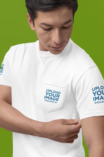 Comfort Colors Mockup Featuring a Man Wearing a Pocket Tee With Customizable Sleeves m52988