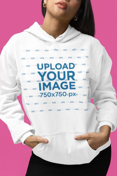 Apparel Mockup Featuring a Cropped-Face Woman in a Pullover Hoodie by Comfort Colors m53148