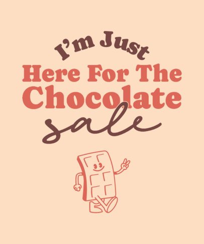 T-Shirt Design Template Featuring a Cartoonish Chocolate for Anti-Valentine's Day