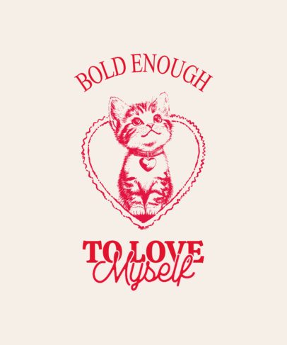 T-Shirt Design Generator With a Cute Kitty Graphic and a Valentine's Day Theme 7145a