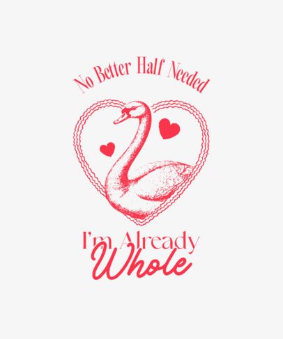 T-Shirt Design Template Featuring a Romantic Swan for Valentine's Day 7145c