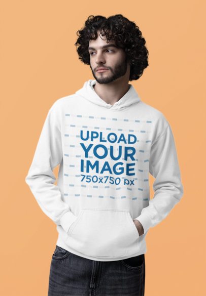 Comfort Colors Mockup Featuring a Serious Bearded Man Posing Against a Colorful Wall m53160