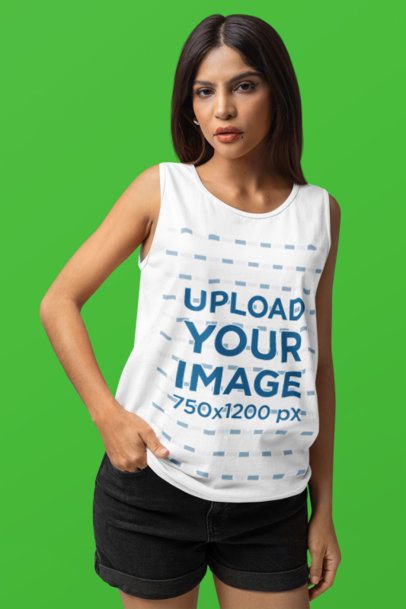 Comfort Colors Mockup Featuring a Woman Wearing a Scoop-Neck Tank Top m53201
