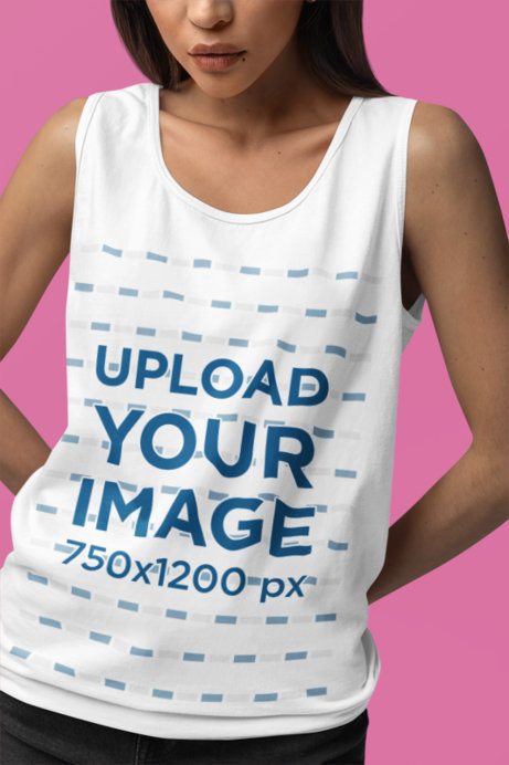 Cropped-Face Mockup Featuring a Woman Wearing a Scoop-Neck Tank Top by Comfort Colors