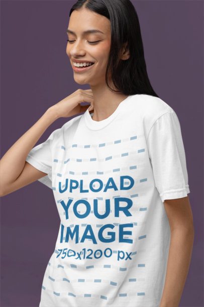 Comfort Colors Round-Neck Tee Mockup Featuring a Happy Woman in a Colorful Setting m53011