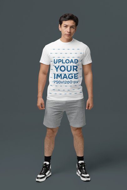 Mockup of a Serious Man Wearing a Round-Neck T-Shirt by Comfort Colors in a Studio m53020