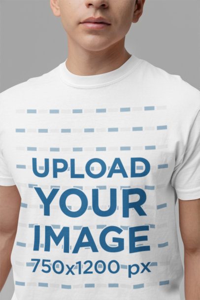 Cropped-Face Mockup of a Serious Man Wearing a Round-Neck T-Shirt by Comfort Colors m53022