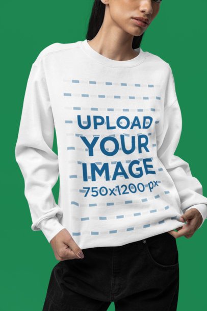 Comfort Colors Mockup Featuring a Serious Cropped-Face Woman in a Sweatshirt m52966