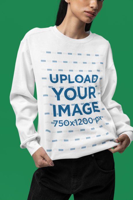 Comfort Colors Mockup Featuring a Serious Cropped-Face Woman in a Sweatshirt