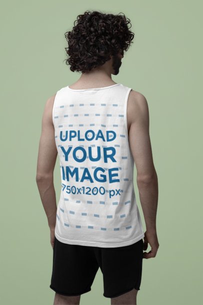 Comfort Colors Tank Top Mockup of a Curly-Haired Man Facing His Back in a Studio m53214