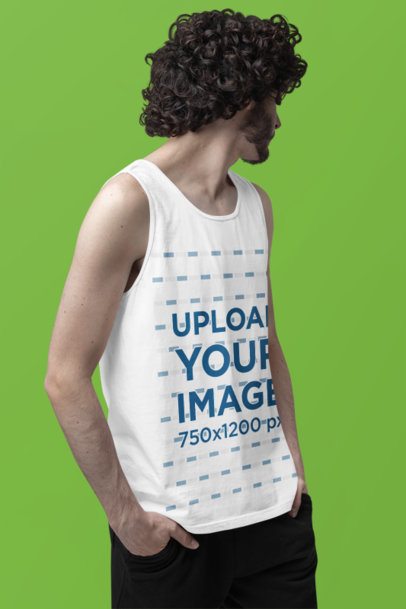 Comfort Colors Tank Top Mockup Featuring a Man Looking Back in a Studio m53210