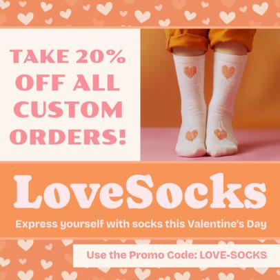 Promotional Instagram Post Creator Featuring a Valentine's Day Discount Ad 7152g
