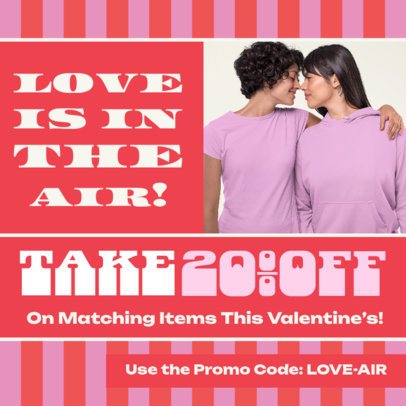 Instagram Post Maker Featuring a Romantic Discount for Valentine's Day 7152j