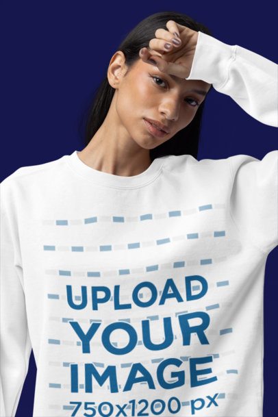 Comfort Colors Sweatshirt Mockup Featuring a Woman Posing With Her Arm on Her Forehead m52969
