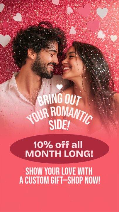 Instagram Story Template Featuring a Romantic Theme for a Valentine's Day Promo 7150c