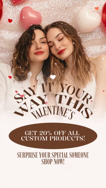 Promotional Instagram Story Generator With a Valentine's Day Discount Ad 7150e