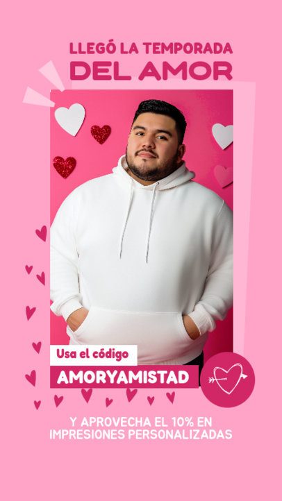 Instagram Story Template With a Romantic Layout Featuring a Valentine's Day Promo Code 7151c