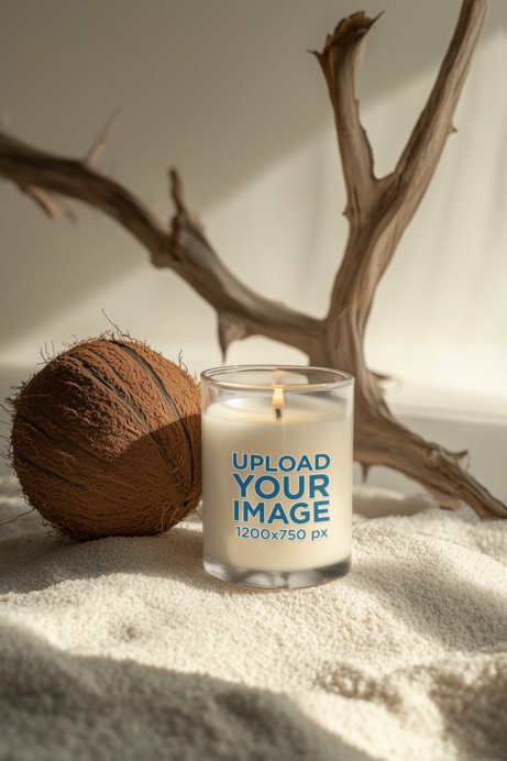 AI-Created Mockup Featuring a Full Glass Scented Candle Placed in an Aesthetic Setting