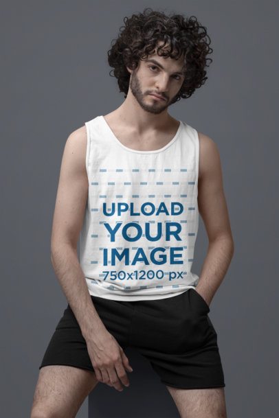 Comfort Colors Mockup of a Man Wearing a Scoop-Neck Tank Top m53216