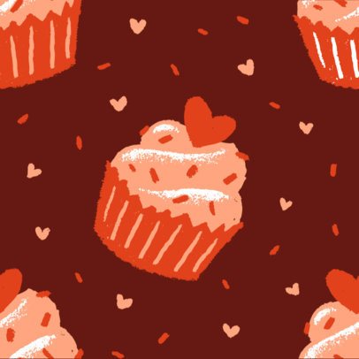 Print Pattern Design Template Featuring Valentine's Day-Themed Cupcake Graphics 7160d