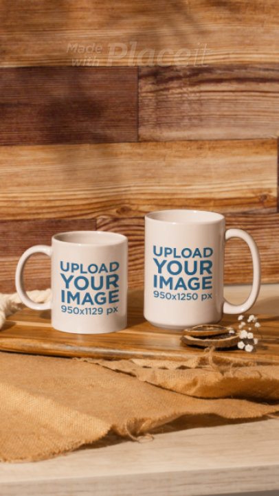 Print Video Featuring Two Coffee Mugs Placed on an Aesthetic Setting 8994v