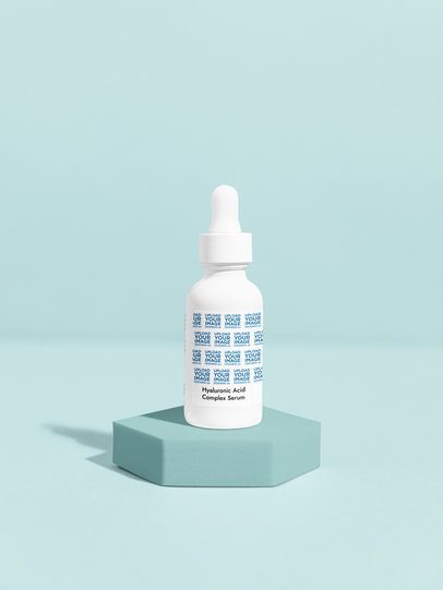 Hyaluronic Acid Complex Serum Mockup Featuring a Customizable Backdrop