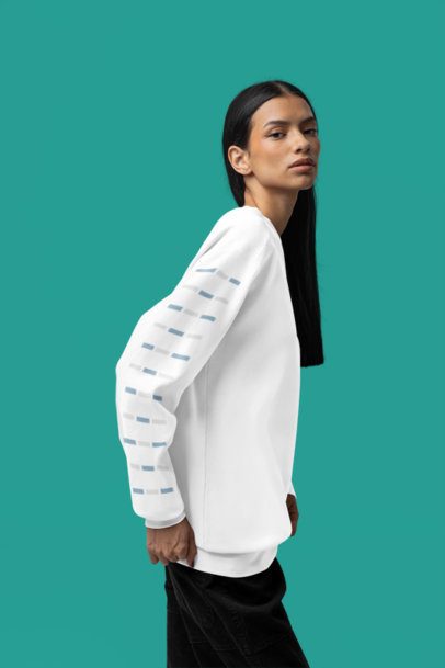 Comfort Colors Sweatshirt Mockup of a Serious Woman Posing With a Customizable Sleeve m52968