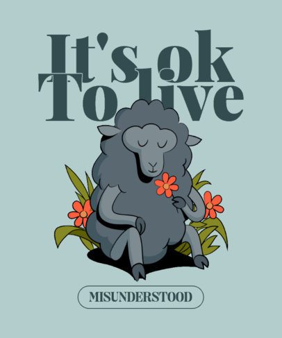T-Shirt Design Creator Featuring a Hopeful Phrase and a Cartoonish Sheep 7164c