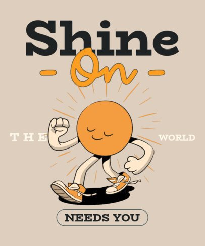 T-Shirt Design Template Featuring a Cartoonish Sun and a Sweet Message 7164d