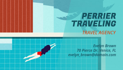 Business Card Maker for a Travel Agency with Pool Graphics