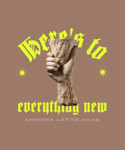 AI-Generated T-Shirt Design Creator With a Color Of The Year-Inspired Theme and Sculpture Hand Graphic 7167u