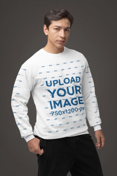 Comfort Colors Mockup Featuring a Man in Crewneck Sweatshirt With Customizable Sleeves m52994