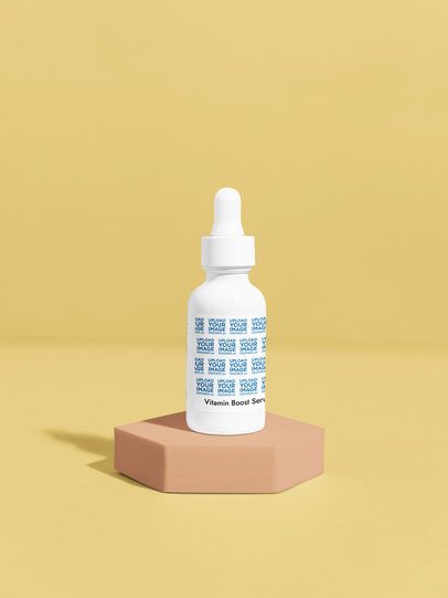 Vitamin Boost Serum Mockup Featuring a Solid Color Background