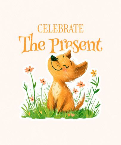 T-Shirt Design Template With a Cute Dog Graphic and a Hopeful Message 7163h