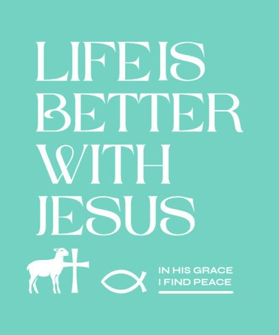 T-Shirt Design Template Featuring Catholic Symbols and a Jesus Theme 7172d