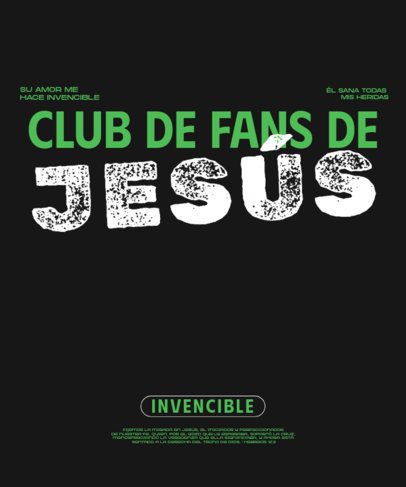 T-Shirt Design Maker Featuring a Jesus Fan Club-Themed Quote 7171i