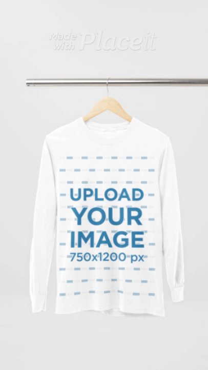 Video of a Round-Neck Long-Sleeve Tee by Comfort Colors Placed in a Hanger 9041v