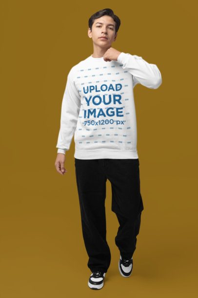 Comfort Colors Sweatshirt Mockup of a Man Standing in a Customizable Background m52993