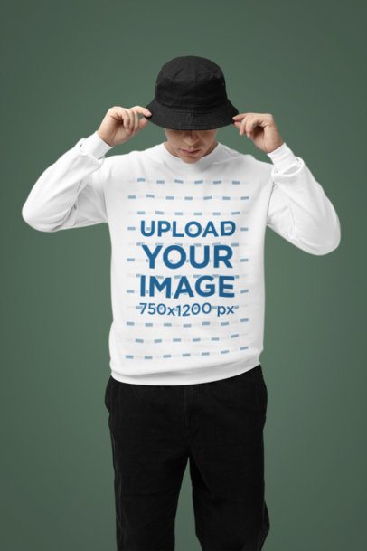 Comfort Colors Mockup Featuring a Man Standing in a Studio Wearing a Crewneck Sweatshirt m52996