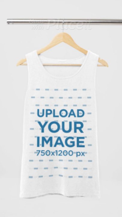 Comfort Colors Video Featuring a Scoop-Neck Tank Top Placed on a Hanger 9044v